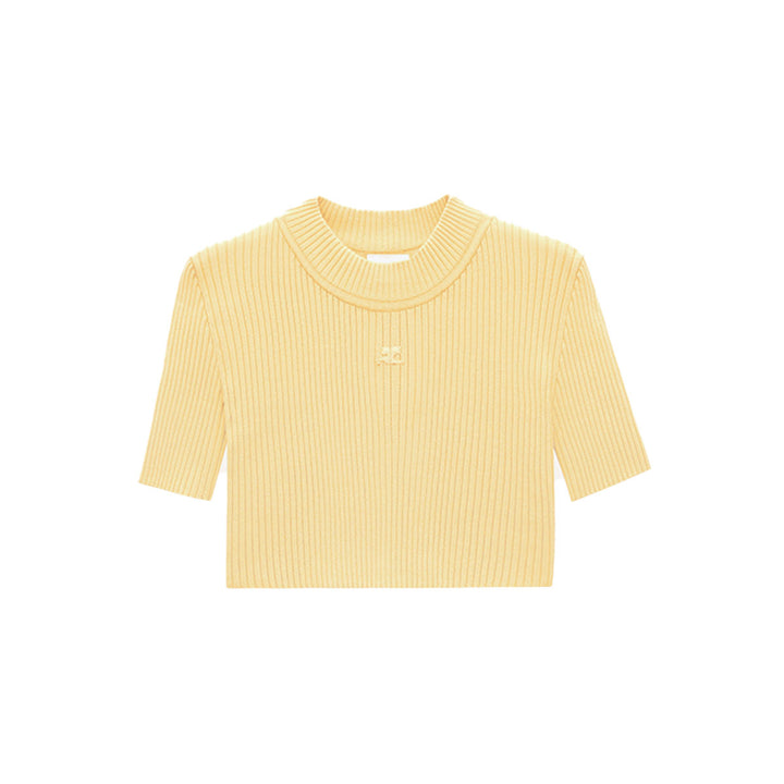 COURRÈGES - MOCKNECK RIB KNIT CROPPED TOP