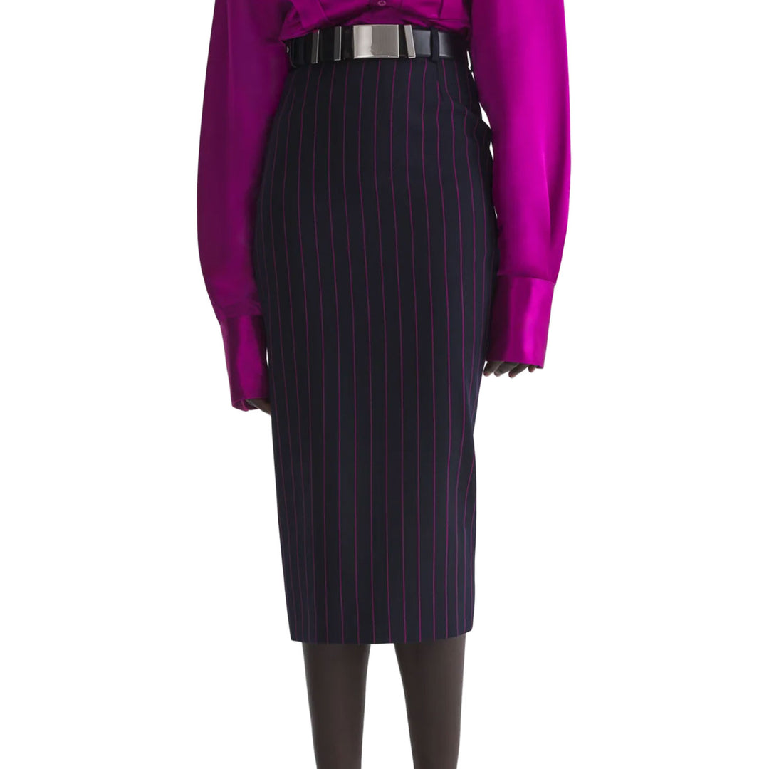 pinstripe midi pencil skirt