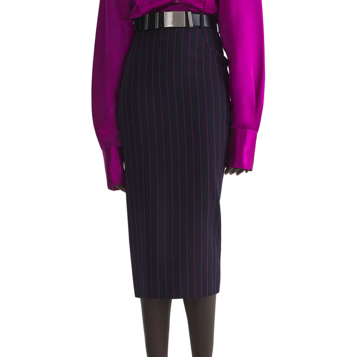 pinstripe midi pencil skirt