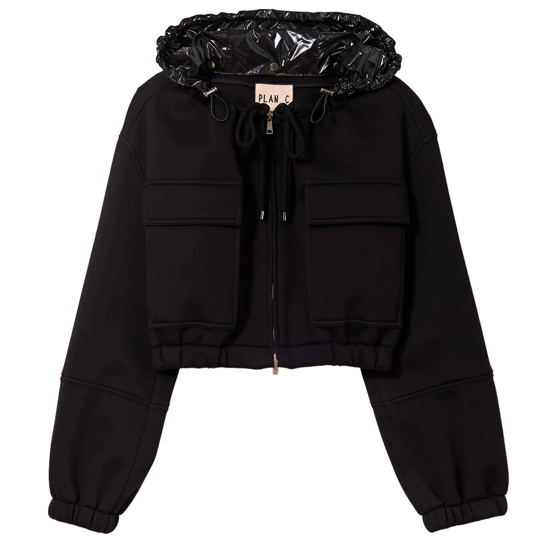 Plan C - JERSEY ZIP CROPPED HOODIE