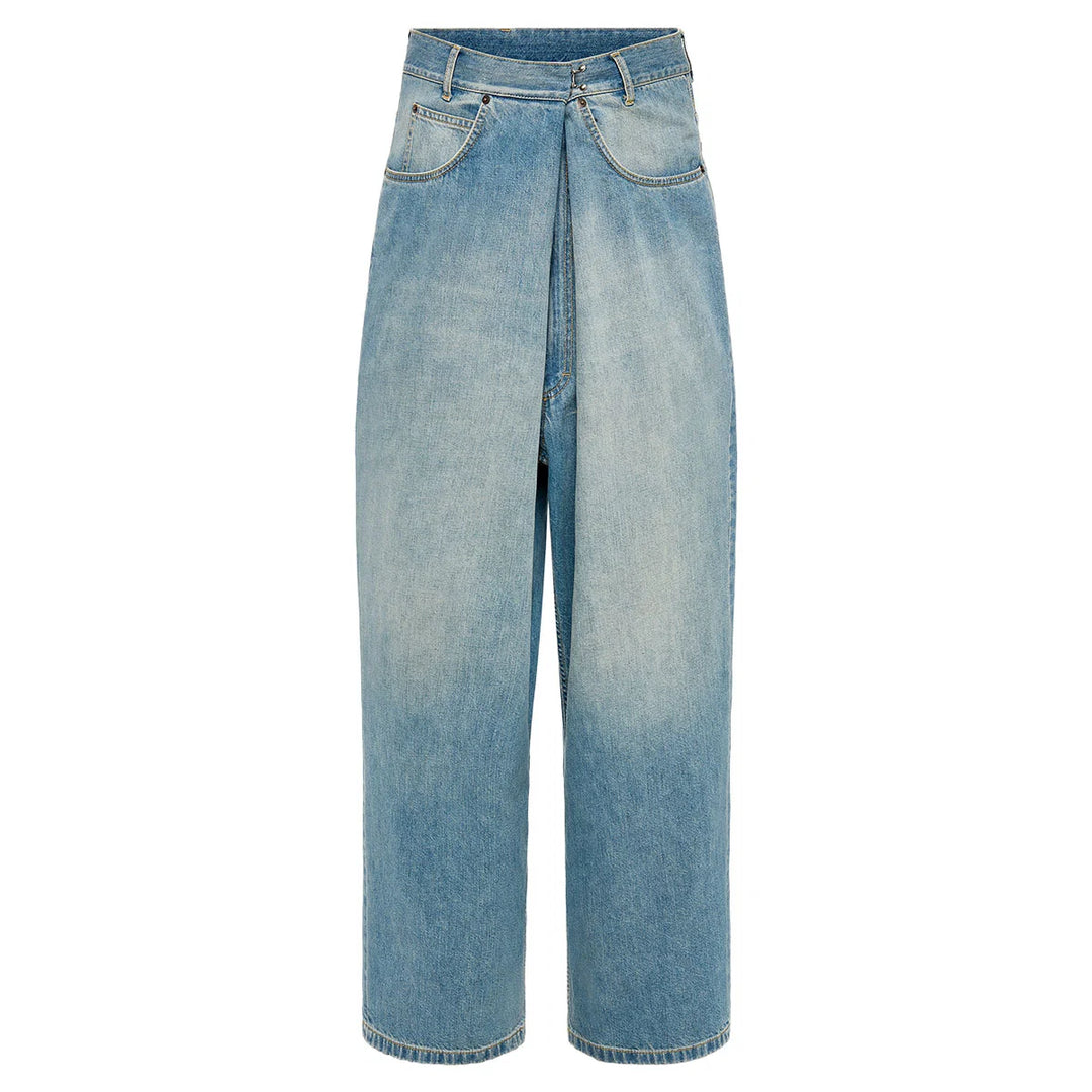 WRAP DENIM TROUSERS
