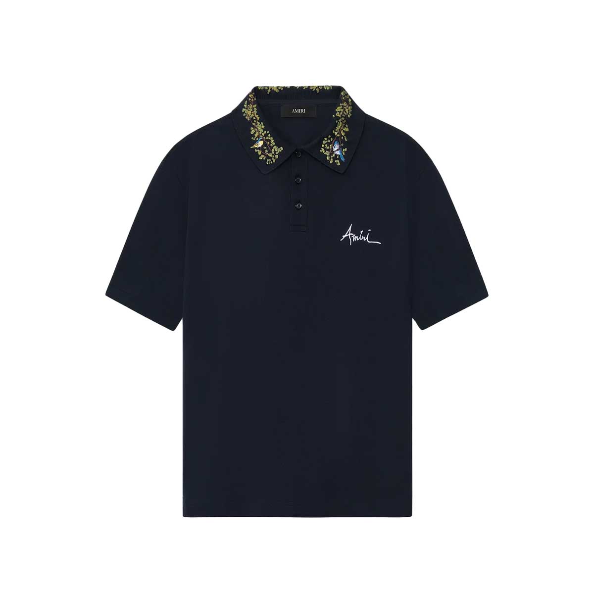 新作 Amiri 襟刺繍入り 半袖ポロシャツ amtojr1090 AMIRI(アミリ) | AMIRI FLORAL COLLAR POLO