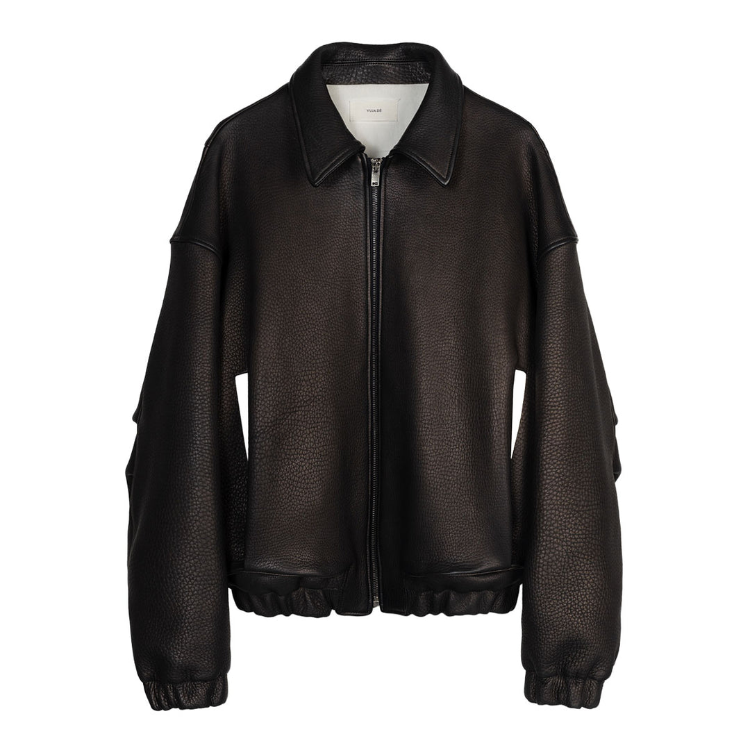 Kira Leather Drape Blouson in  Deerskin