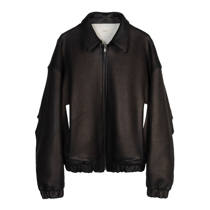 Kira Leather Drape Blouson in  Deerskin
