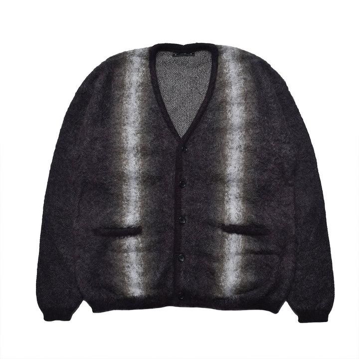 Fuzzy Stripe Mohair Knit Cardigan
