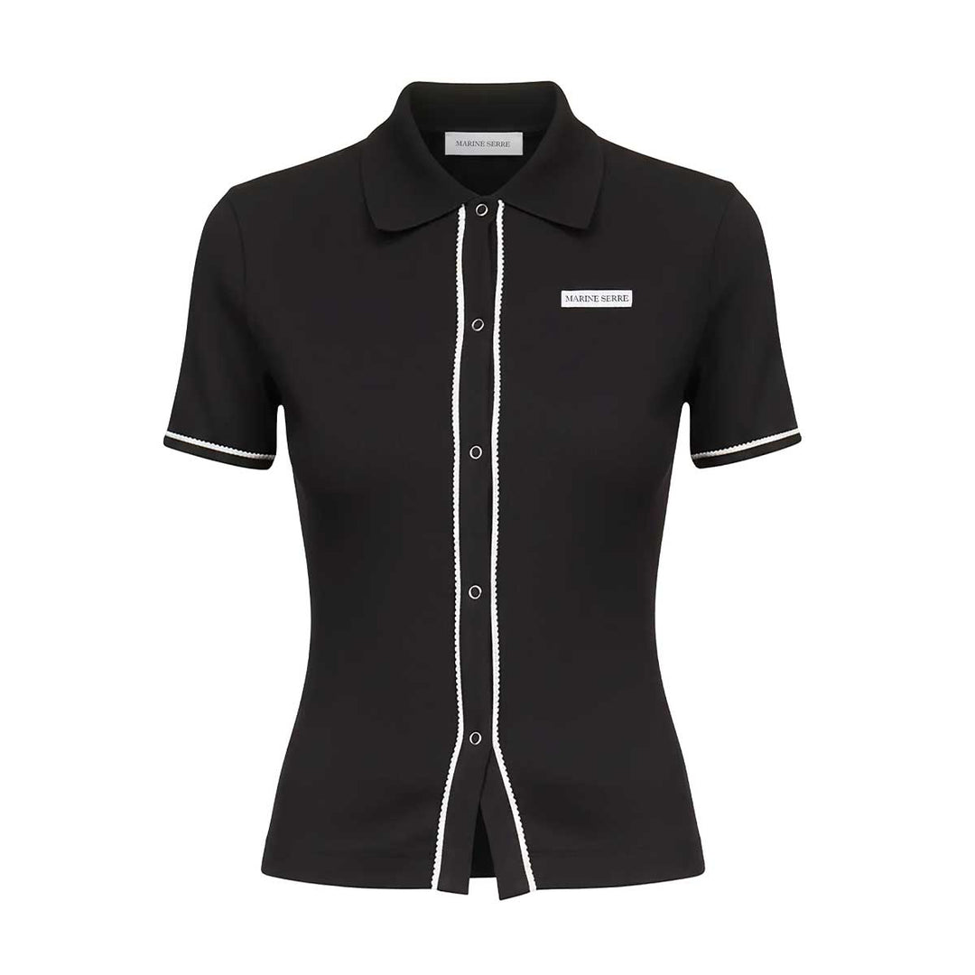 Marine Serre - Light Ribbed Jersey Polo T-Shirt