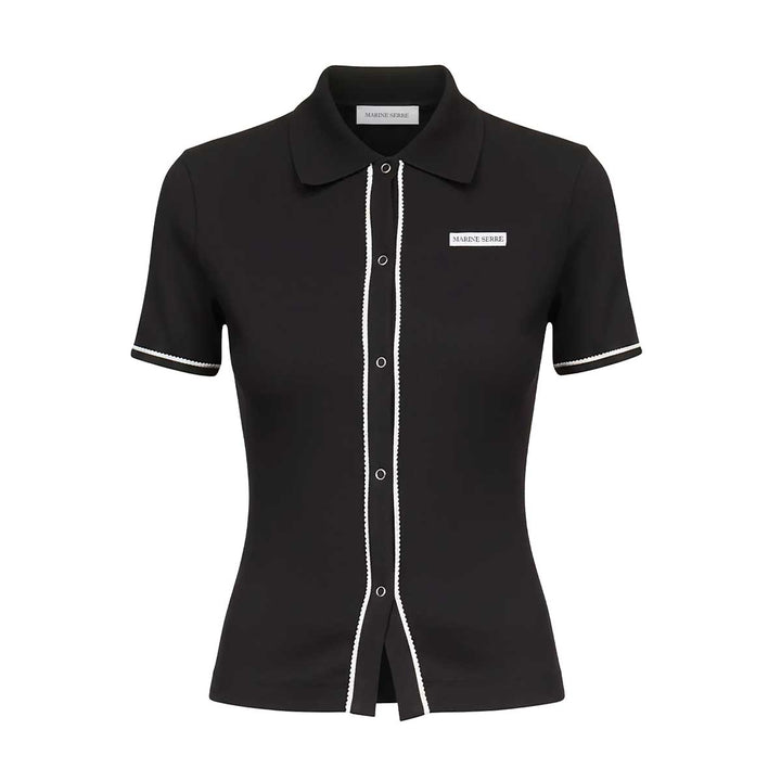 Marine Serre - Light Ribbed Jersey Polo T-Shirt