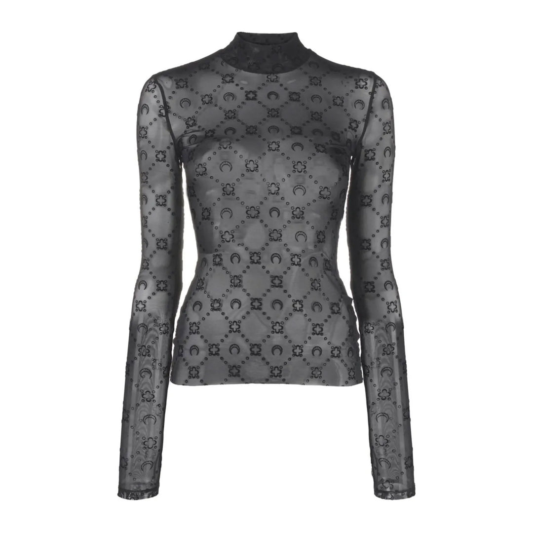 Marine Serre - Recycled Mesh Flock Second Skin Highneck Top