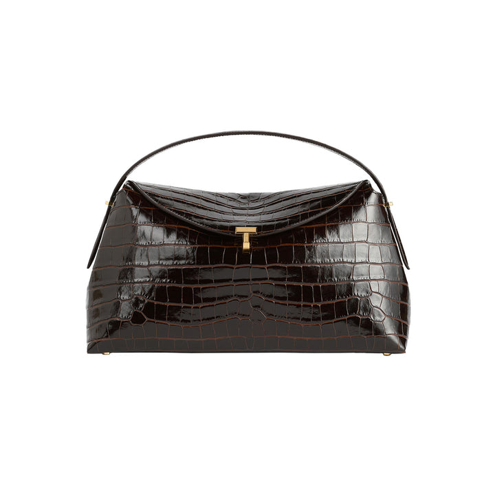 T-lock croco-embossed top handle