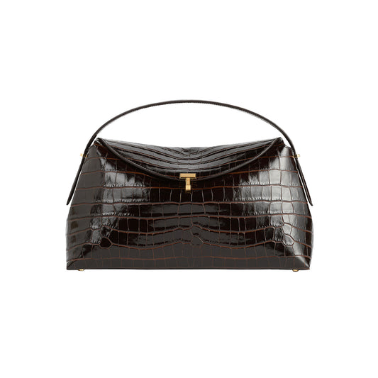 T-lock croco-embossed top handle