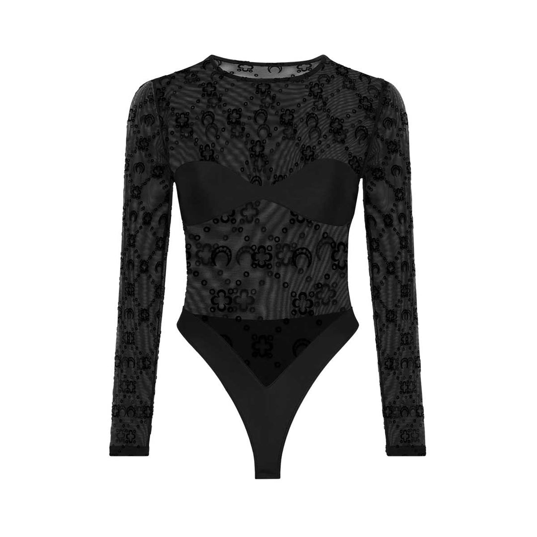 Marine Serre - Moonogram mesh flock bodysuit top