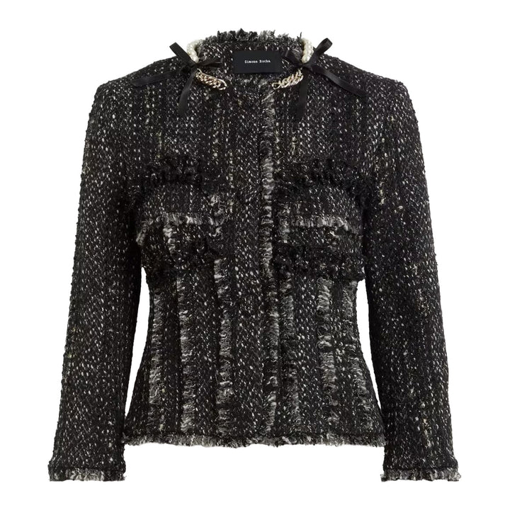 Embellished Sculpted Frill Bust Fray Jacket