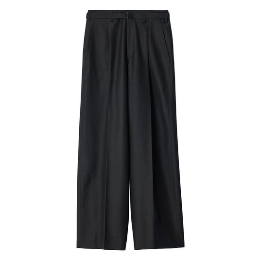 Wide pleated pants in wool and mohair cloth
