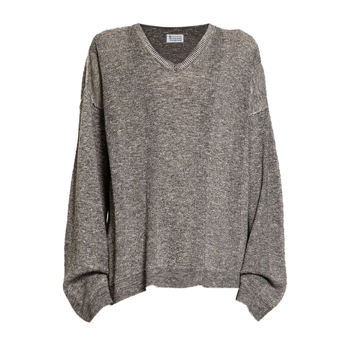 Cotton linen V-neck sweater