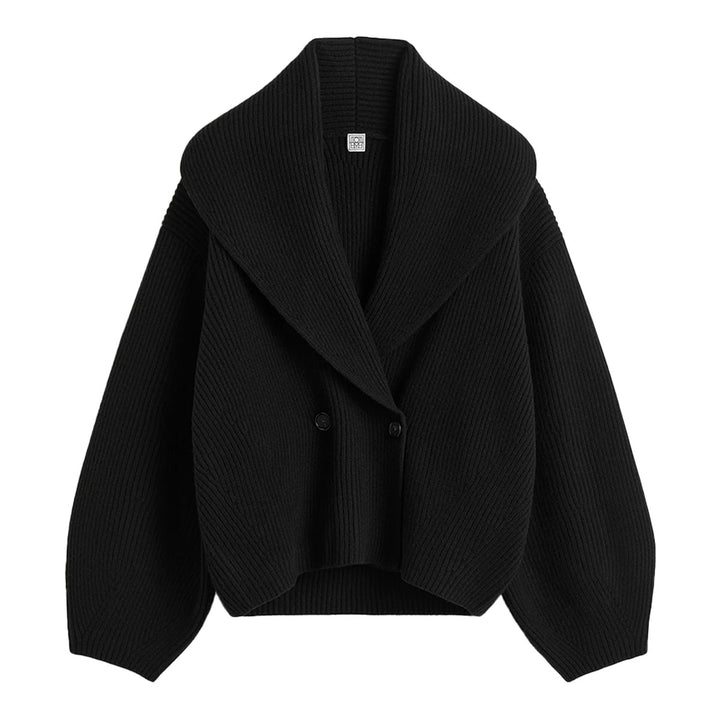 Shawl-Lapel Cardigan Black