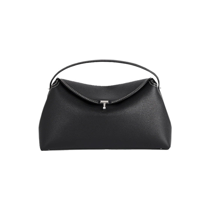 T-Lock Grained-Leather Top Handle Black