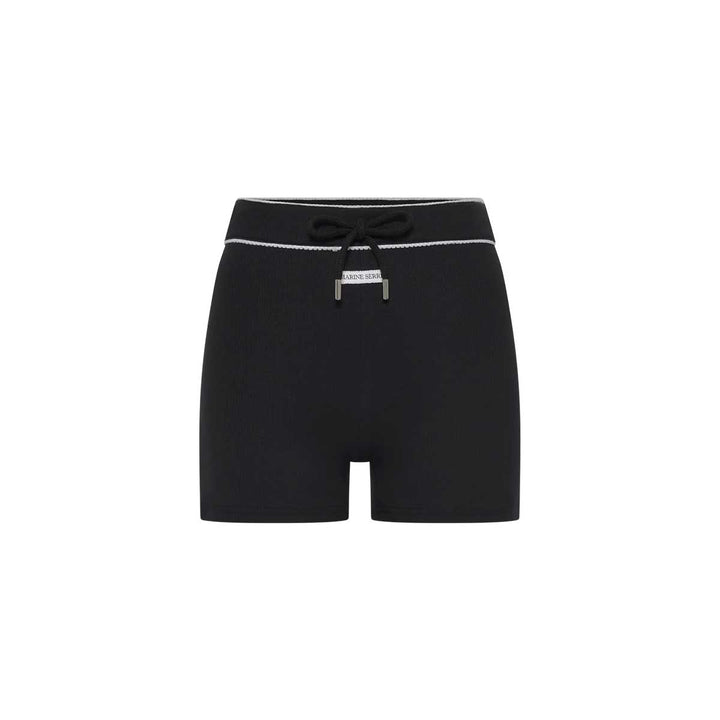 Marine Serre - Light Ribbed Jersey Drawstring-Waist Mini Shorts