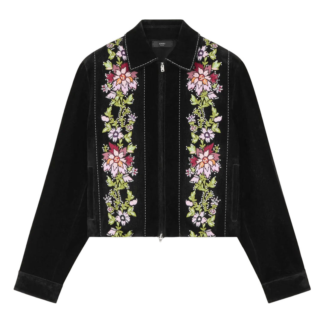 FLORAL FLOCK EMBELLISHED BLOUSON