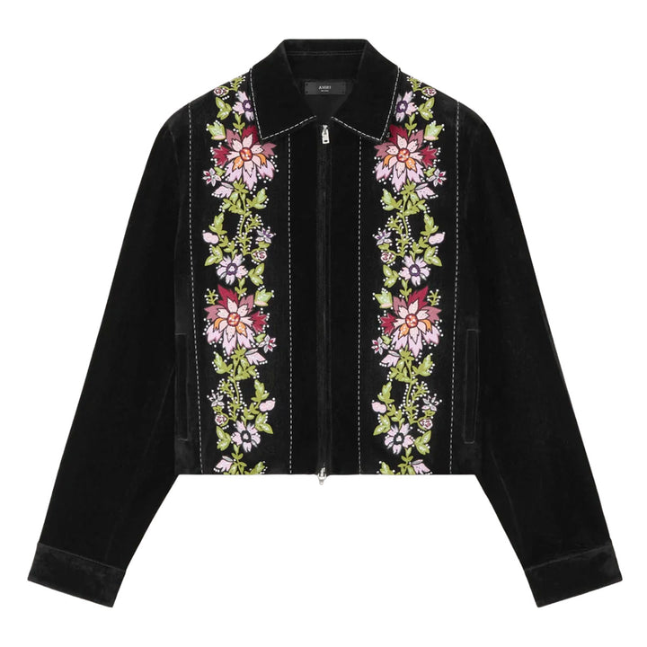 FLORAL FLOCK EMBELLISHED BLOUSON
