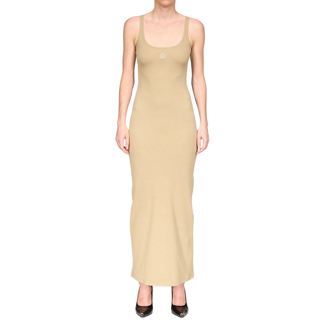 Moon Logo Ribbed Jersey Long Dress