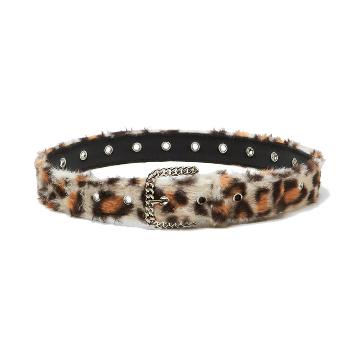 FUR BELT "LEOPARD WHITE"