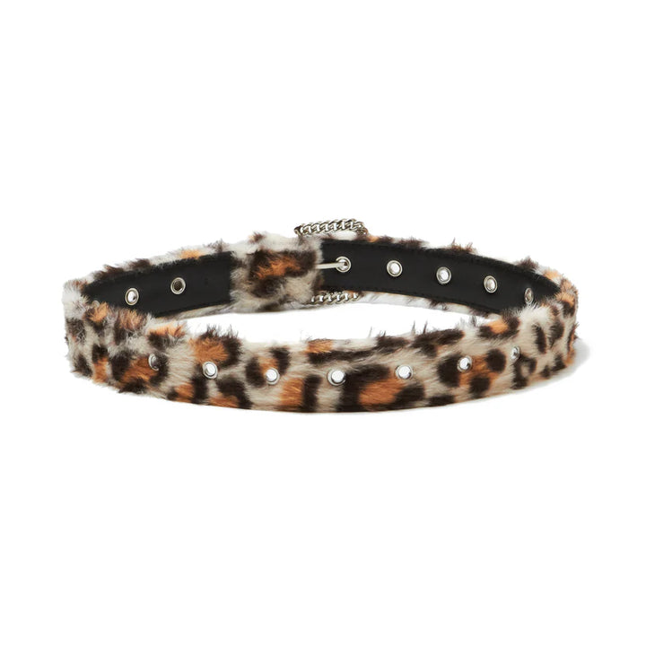 FUR BELT "LEOPARD WHITE"