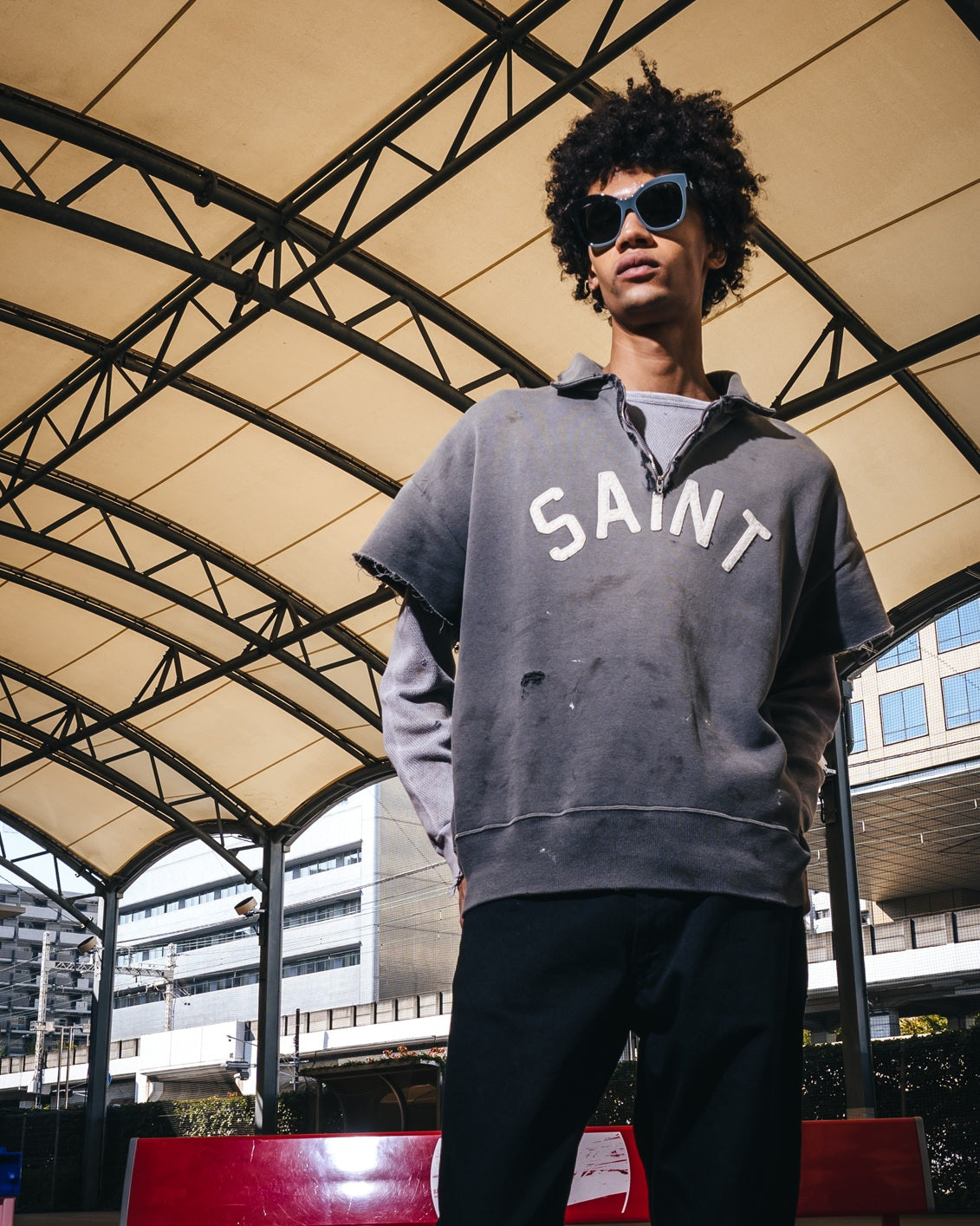 SAINT Mxxxxxx(セントマイケル) | SS HALF ZIP SWEAT/SAINT ショート