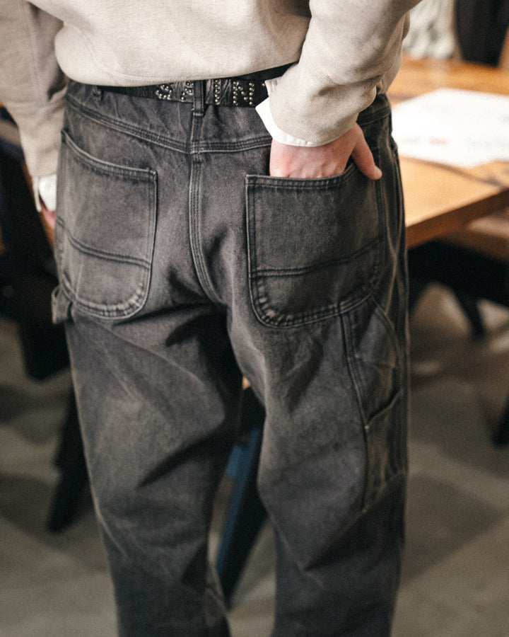 BLACK DENIM PAINTER PANTS