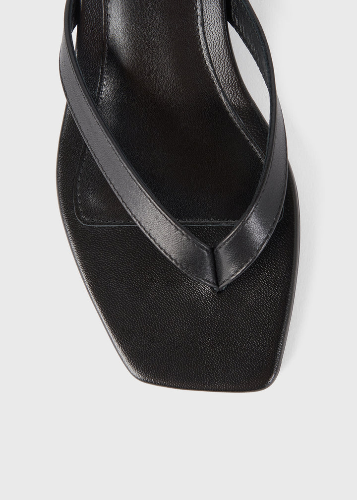 Leather heeled flip flops
