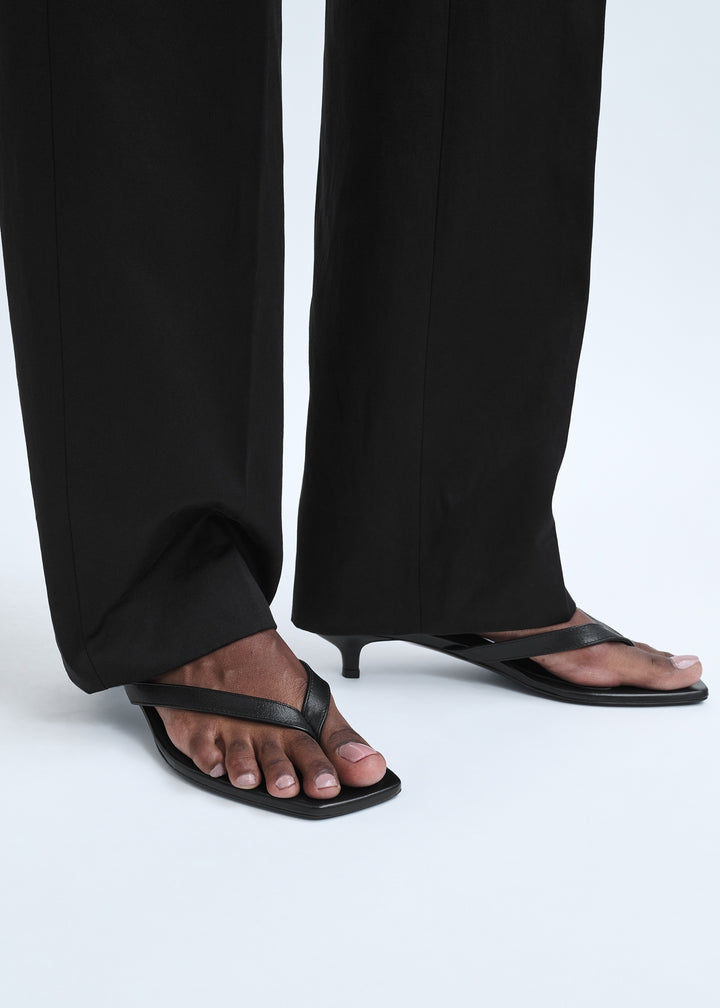 Leather heeled flip flops