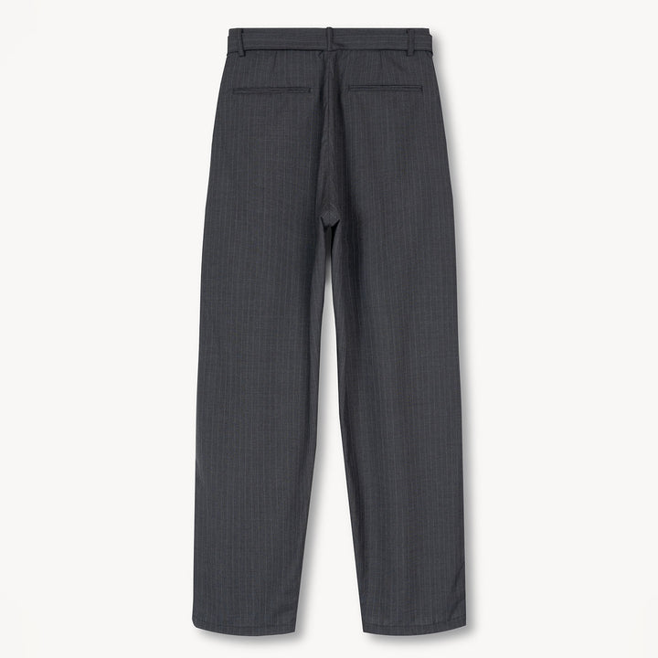 VUJADE - REN PINSTRIPE BELTED TUCK TROUSERS IN WOOL