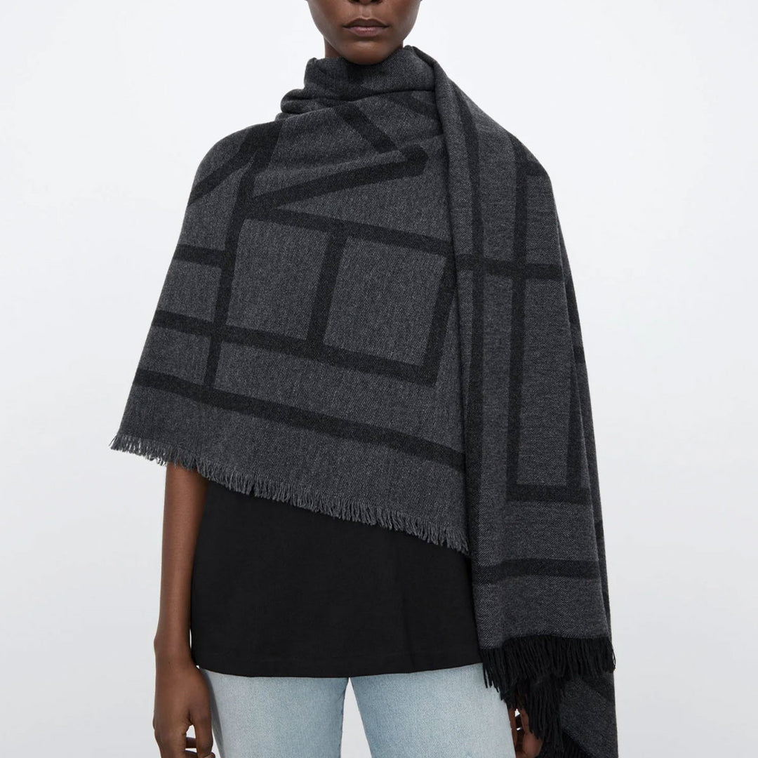 Mongram Wool Cashmere Scarf Dark Grey MONOGRAM