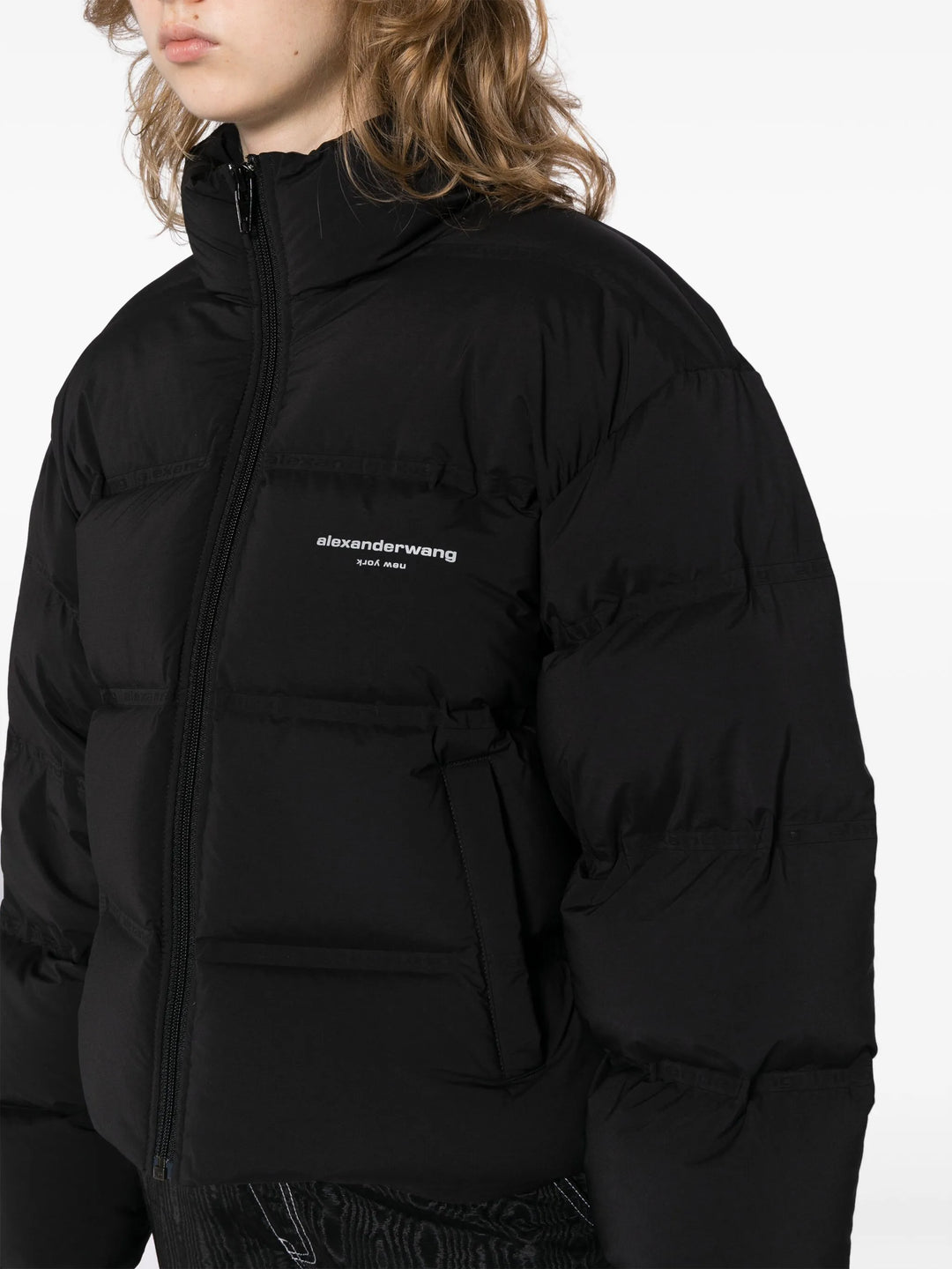 Alexander Wang - フェザー＆ダウン クロップド チャネルパファーコート