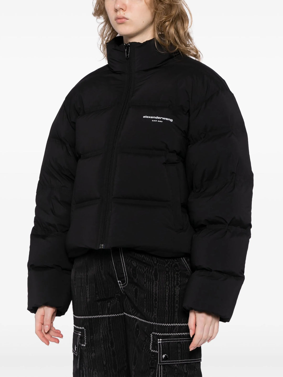 Alexander Wang - フェザー＆ダウン クロップド チャネルパファーコート