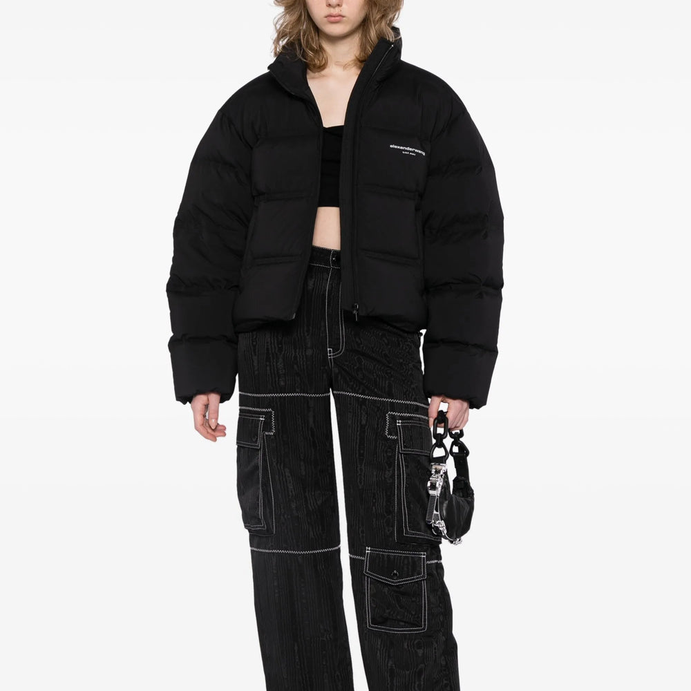 Alexander Wang - フェザー＆ダウン クロップド チャネルパファーコート