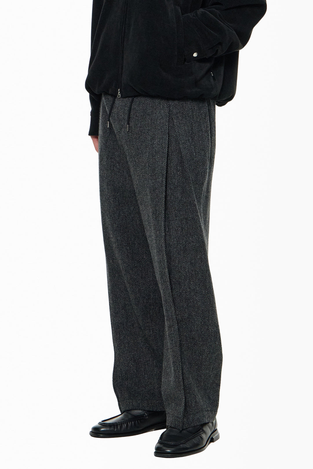 Gray Side one-Tuck Wool Pants