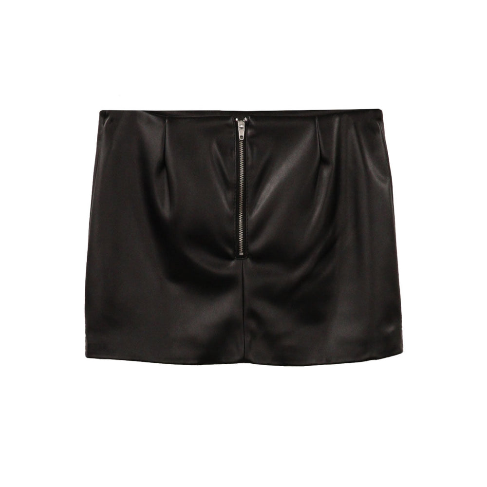 Faux Leather Embossed Mini Skirt - MOWALOLA