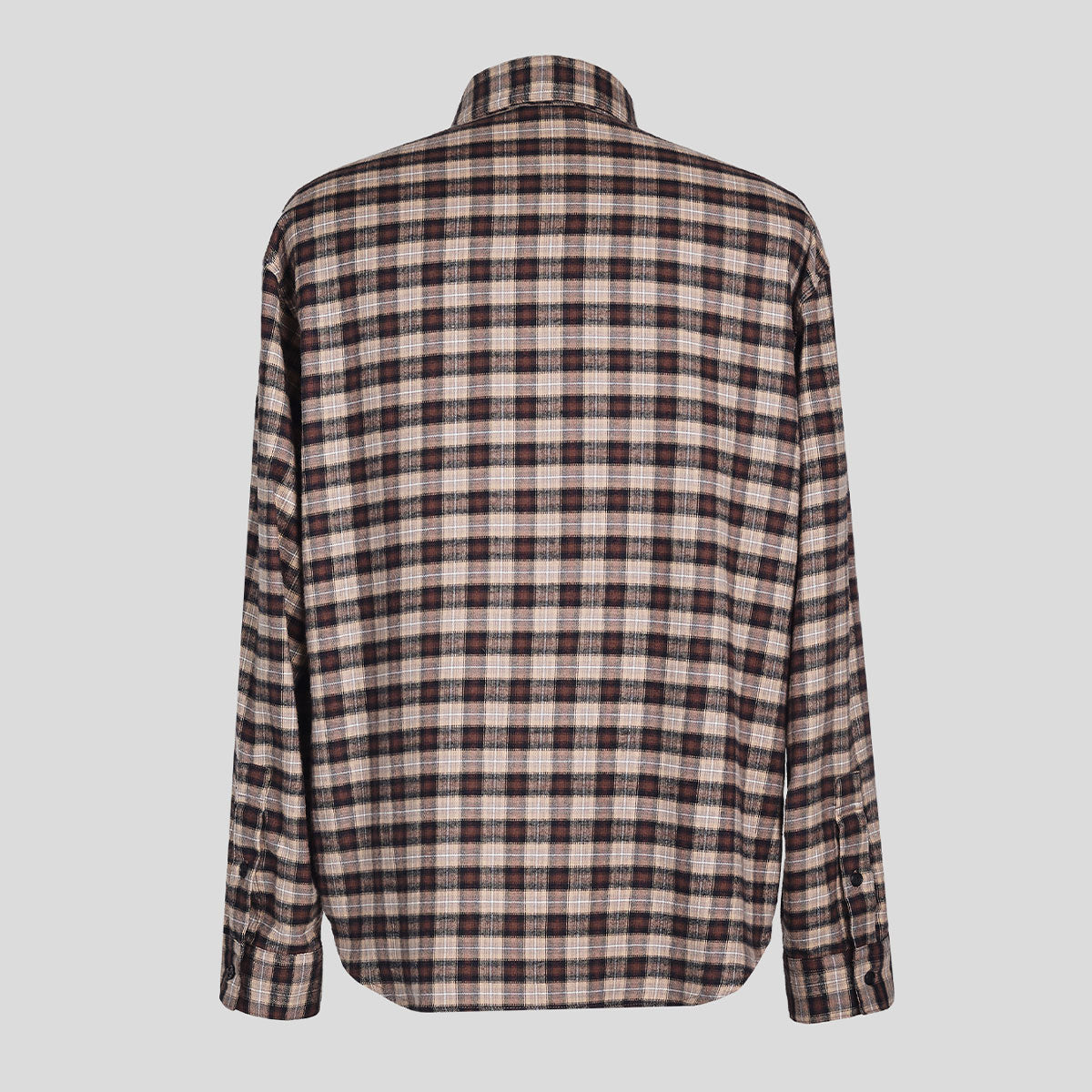 【ULTERIOR】COTTON CASHMERE FLANNEL SHIRT Brown Checked Wool-Cashmere Flannel Overshirt - Eton