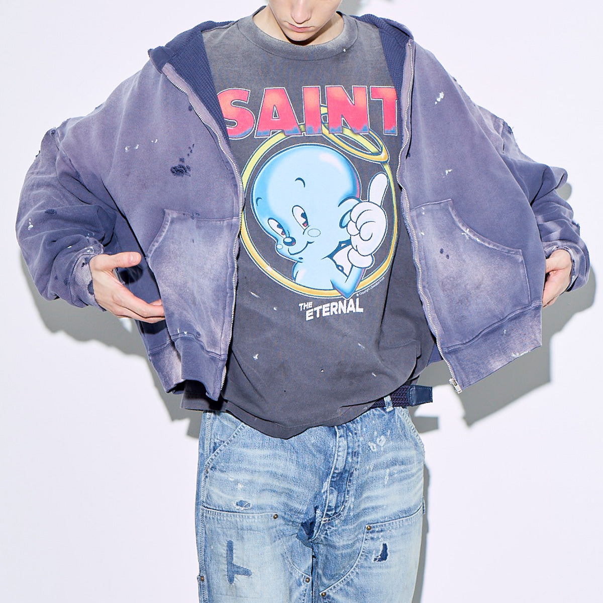 saint michael hoodie  セント　マイケル　フーディー　M SAINT MICHAEL/セントマイケル/HOODIE/DBL-FC ZIP/GREEN | ROYAL FLASH