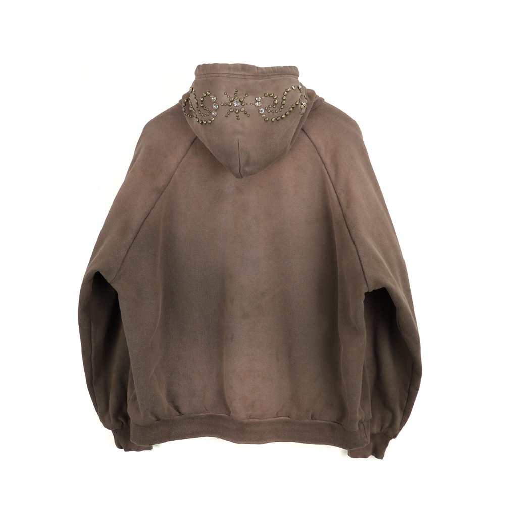 THE WORLD IS YOURS - Double face paisley zip studs hoodie