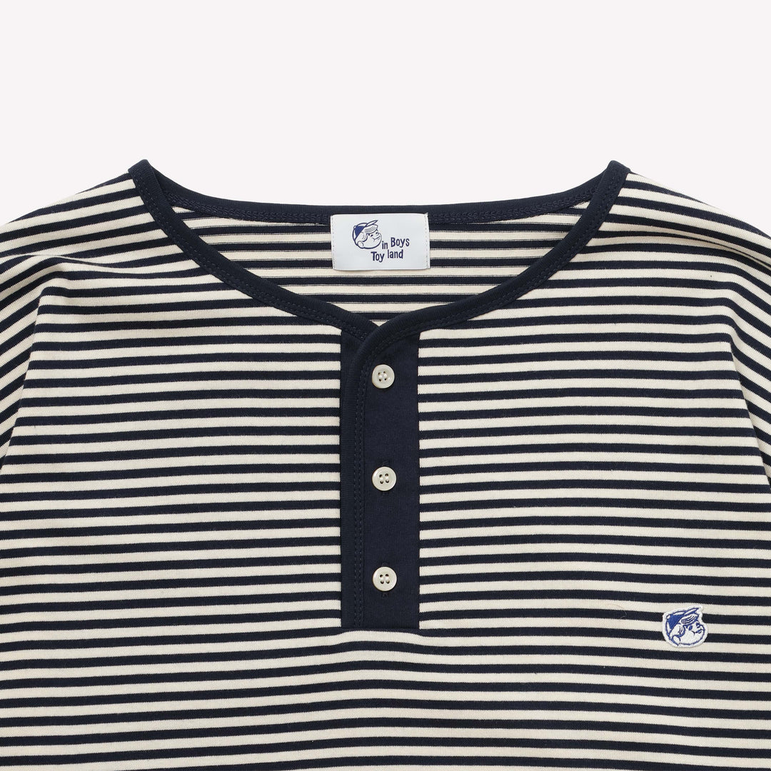 STRIPE HENLEY NECK LS TEE - Boys in Toyland