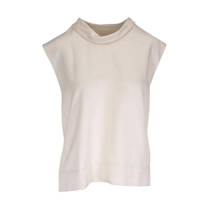 High neck top ecru