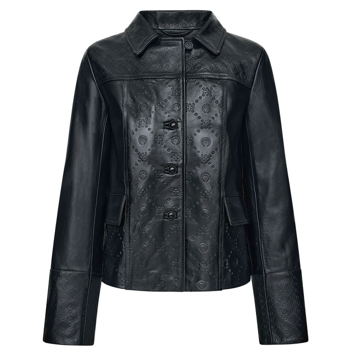 MOONOGRAM EMBossed Leather Boxy Jacket