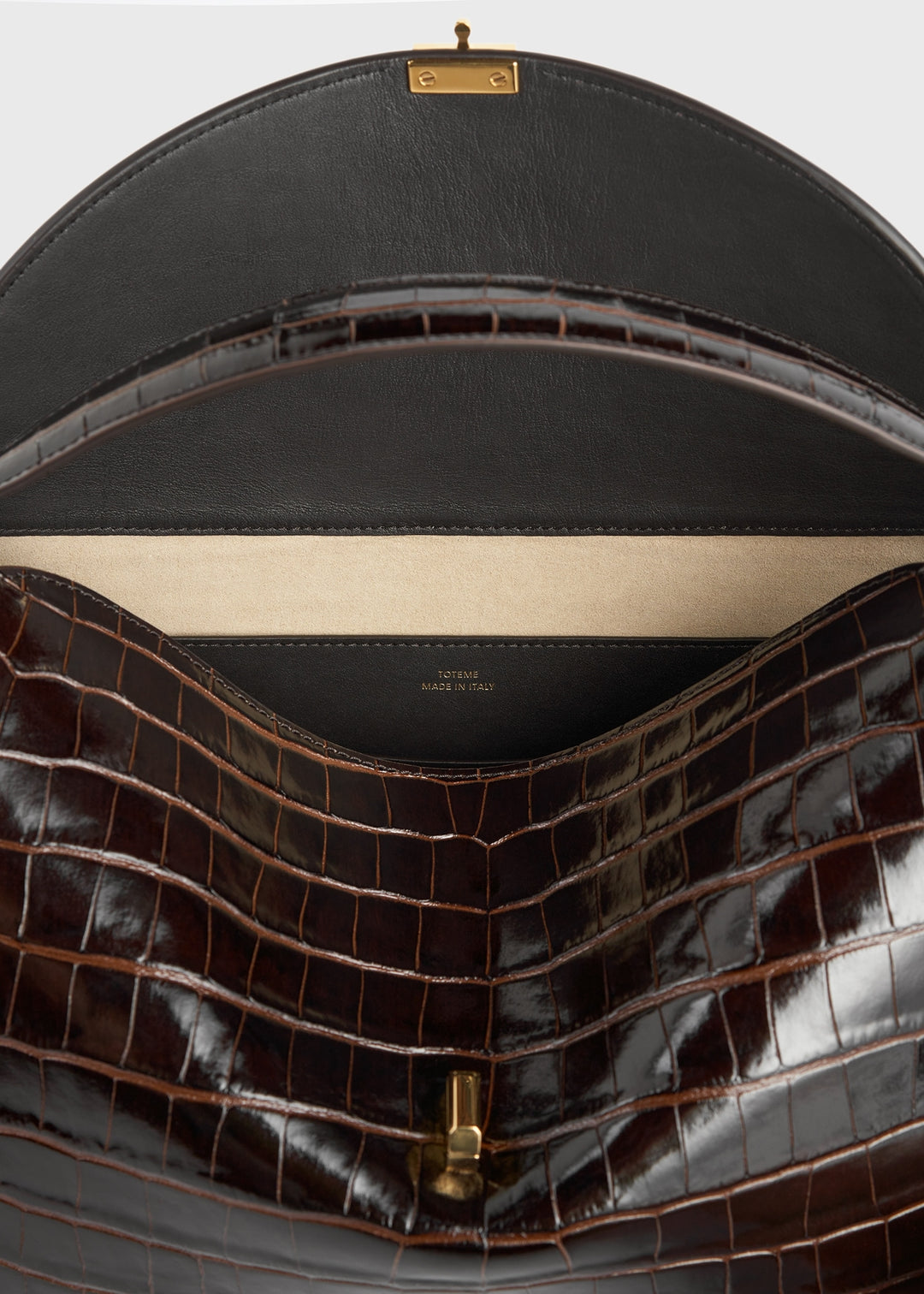 T-lock croco-embossed top handle