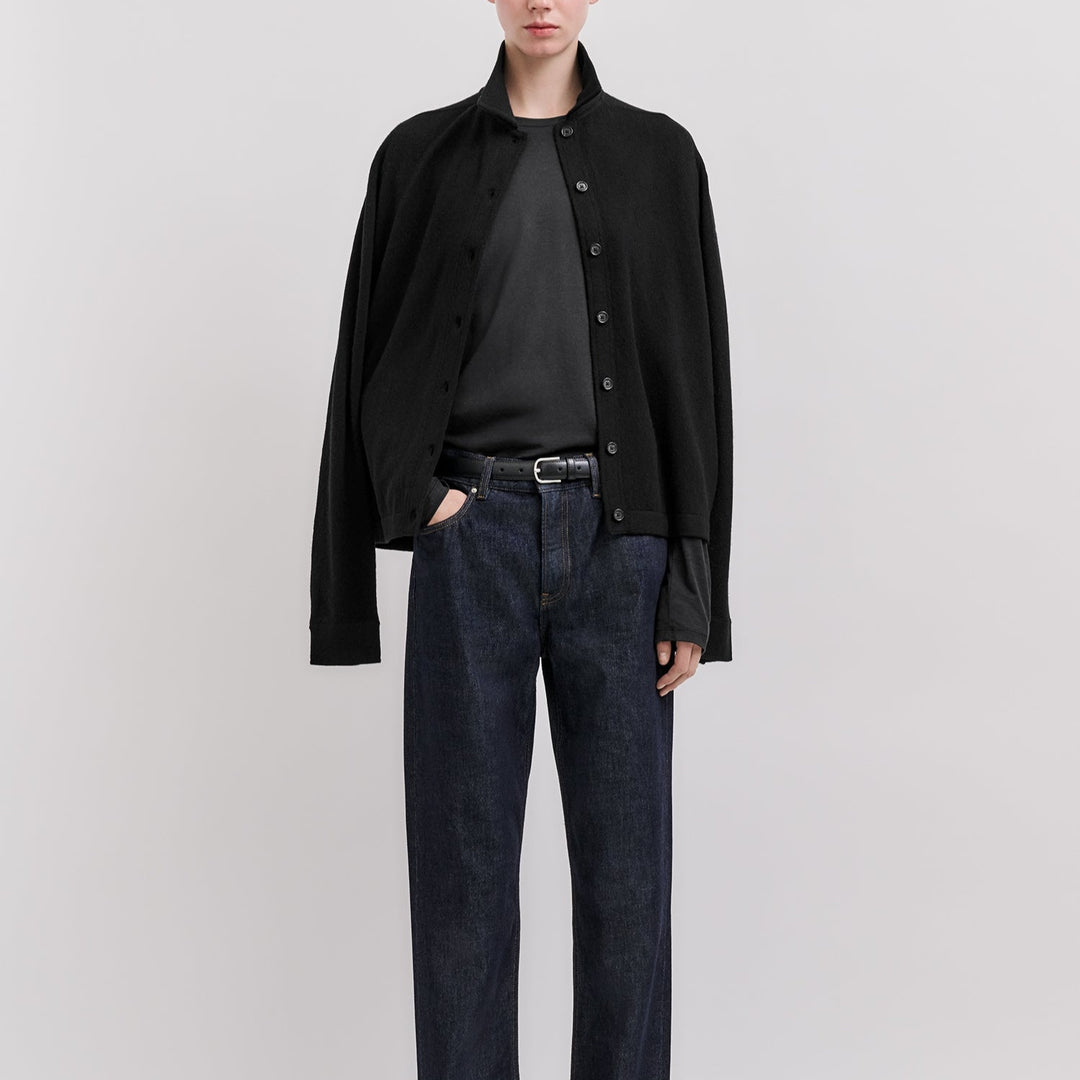 Raglan-sleeve cashmere cardigan black