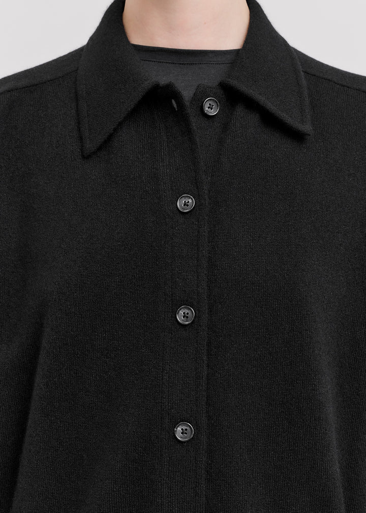 Raglan-sleeve cashmere cardigan black