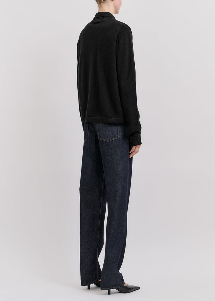 Raglan-sleeve cashmere cardigan black