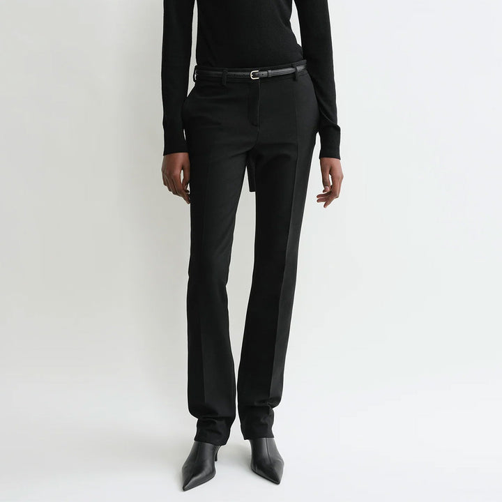 Low-Waist Slim Trousers Black