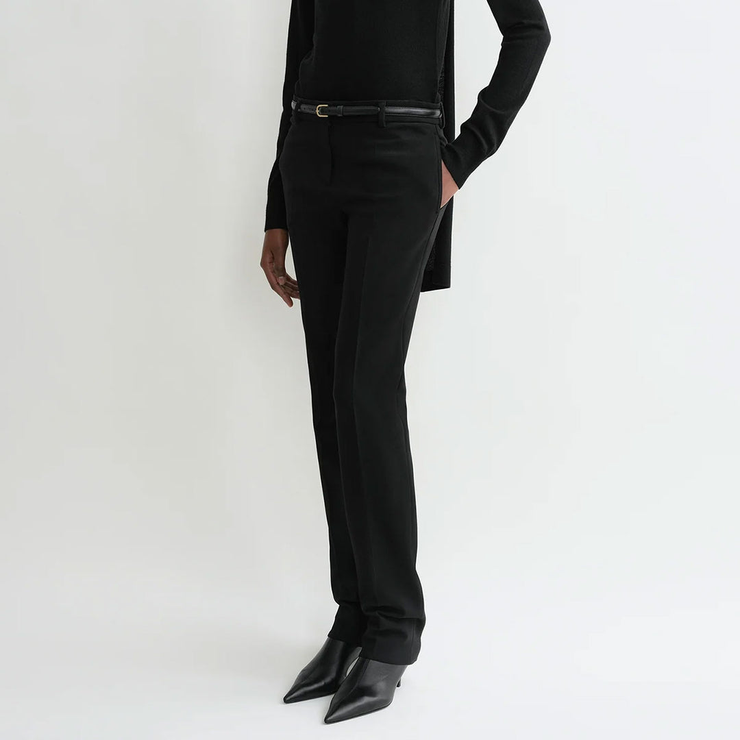 Low-Waist Slim Trousers Black