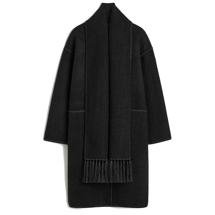 Embroidered Scarf COAT BLACK